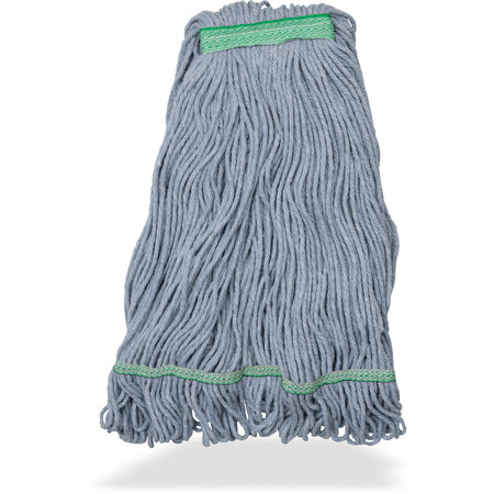 Carlisle 369419B14 Medium Blue Cotton Blend 4 Ply Looped-End Mop w/ Green Band