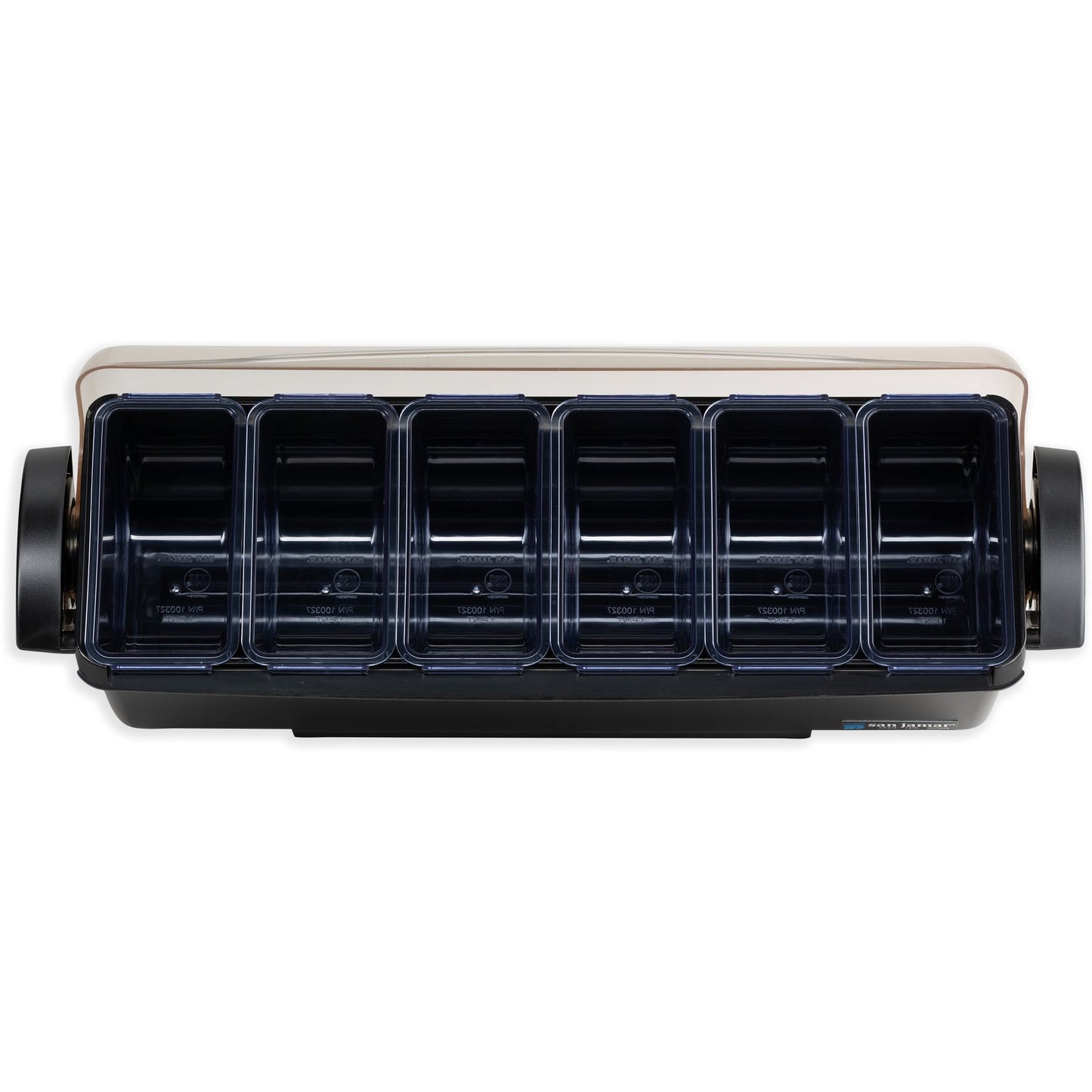 San Jamar BD4006S 6 Pint Black 6-Tray Dome Garnish Center