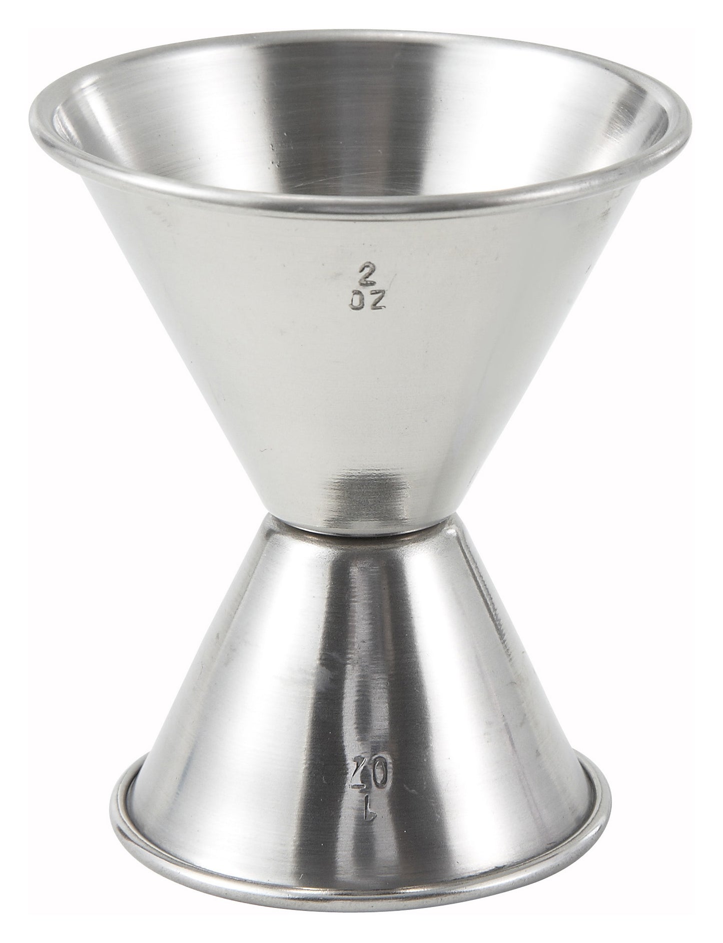 Winco J-5 1 oz. x 2 oz. Stainless Steel Jigger