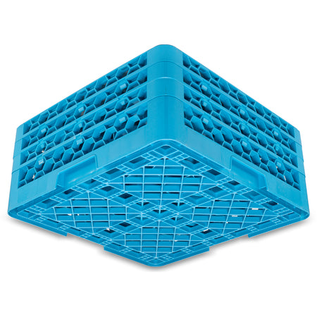 Carlisle RW20-214 Carlisle Blue 20-Compartment Polypropylene OptiClean NeWave Glass Rack with 3 Integrated Extenders