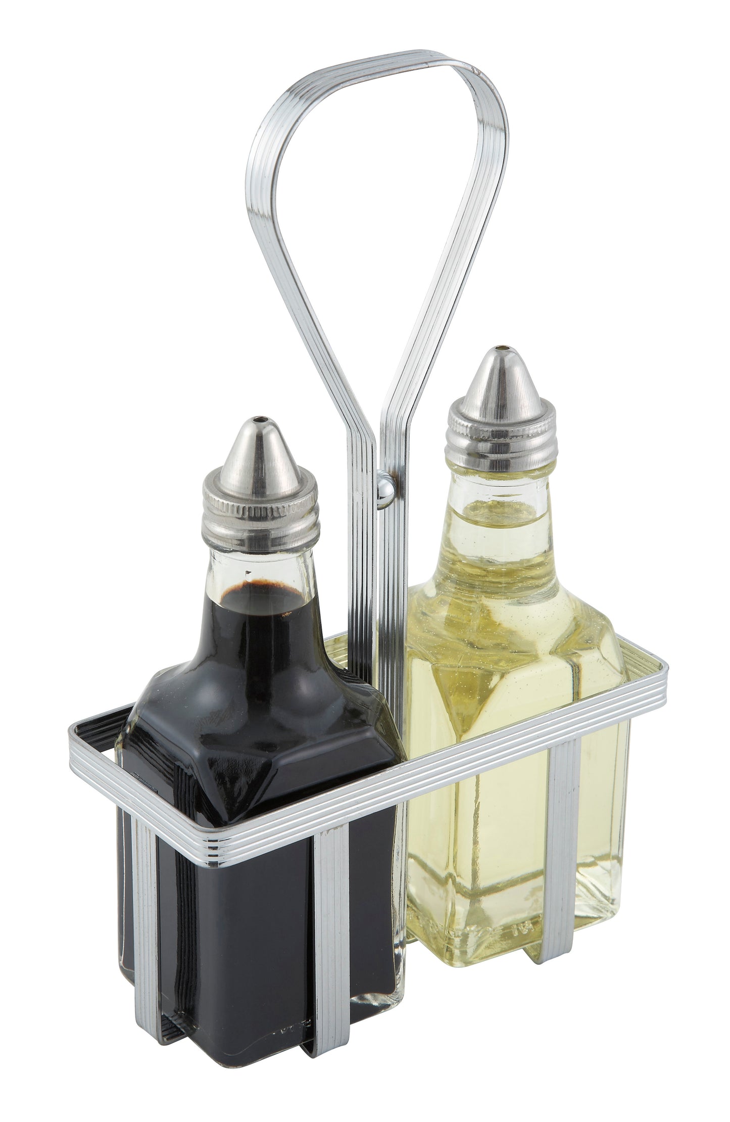 Winco WH-5 Chrome-Plated Cruet Rack for 6oz Oil/Vinegar Bottles