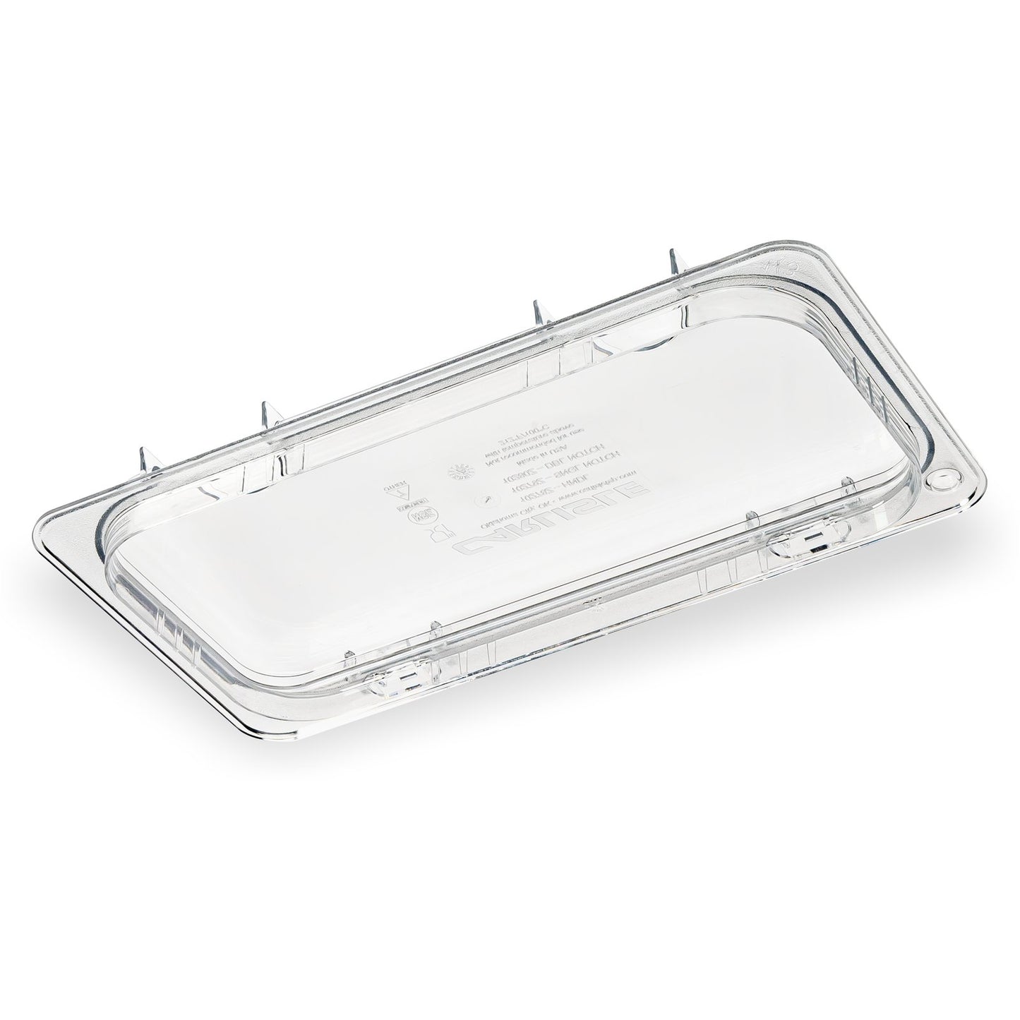 Carlisle 10280Z07 1/3 Size Clear StorPlus EZ Access Hinged Notched Universal Food Pan Lid