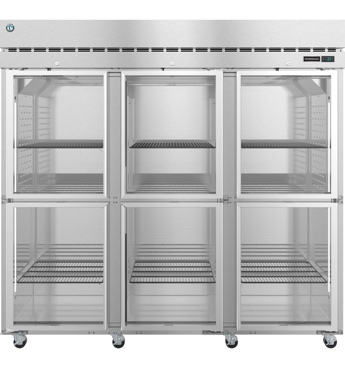 Hoshizaki R3A-HG Three Section Half Glass Door with Lock Upright Refrigerator