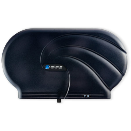 San Jamar R4090TBK 9" Black Pearl High Impact Plastic Oceans Twin Jumbo Bath Tissue Dispenser, 3.25" core
