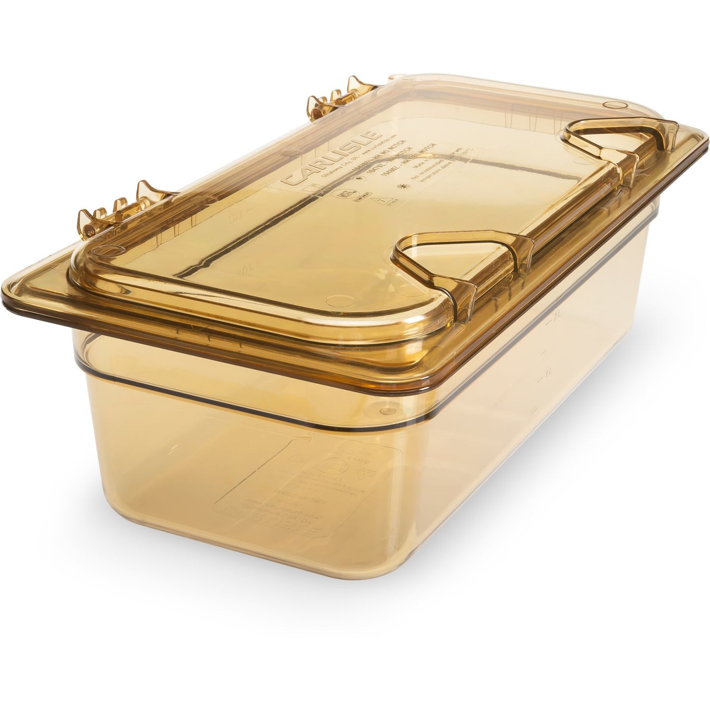 Carlisle 3086113 1/3 Size Amber High Heat Plastic StorPlus Food Pan, 4" Deep