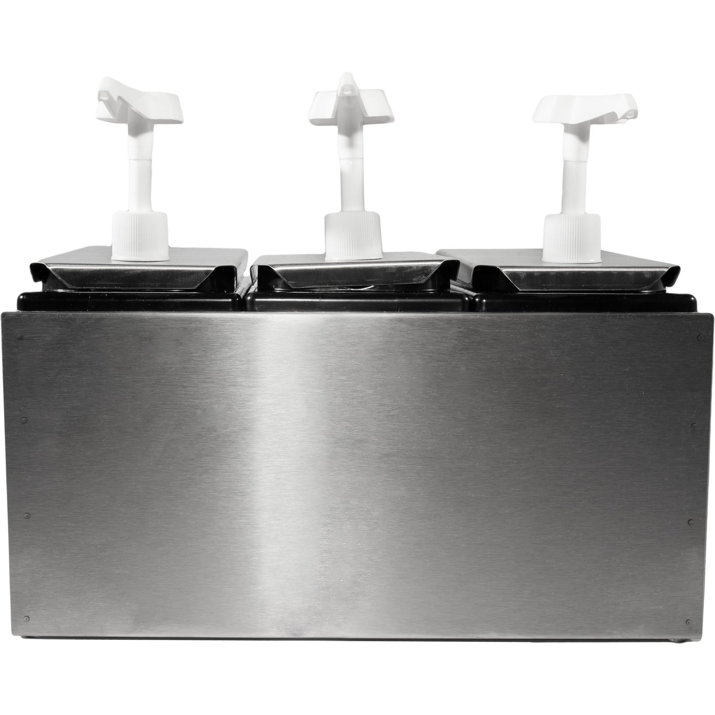 Carlisle 38503 Stainless Steel Condiment Topping Rail with 3 Standard Pumps & Jars