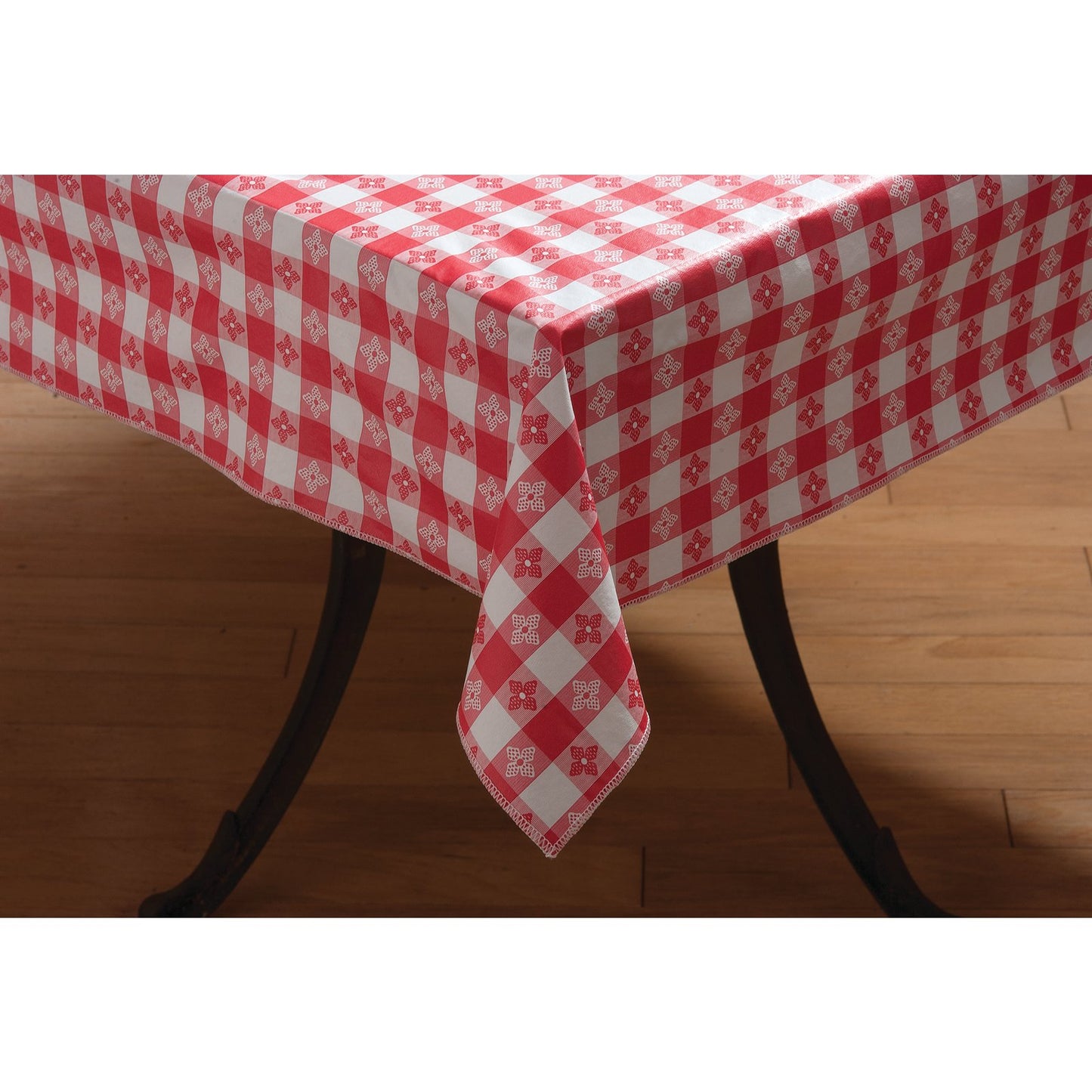 Carlisle 51515252SM001 52" x 52" Red Vinyl Classic Series Checked Tablecloth
