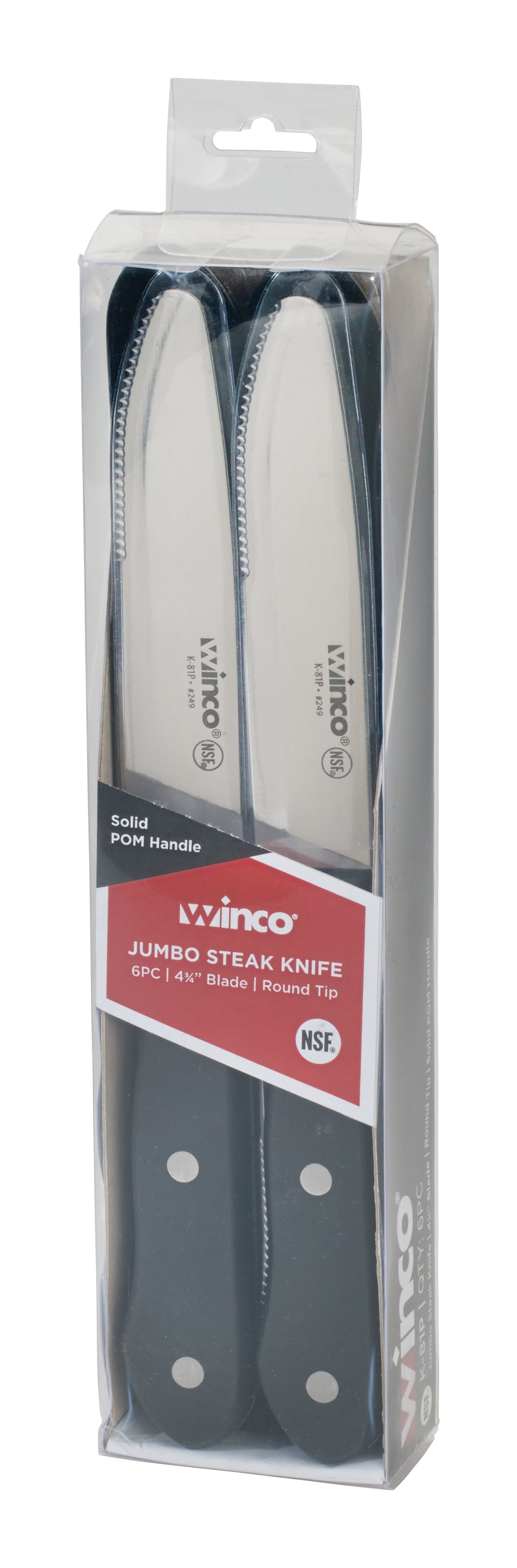 Winco K-81P Round TIp Jumbo Steak Knives, 4-3/4" Blade (6pcs/pack)