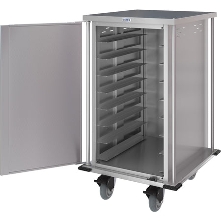 Dinex DXPTQC2T1D16 2 Trays Per Slide 16 Trays Single Door Stainless Steel Dinex Totally Quiet Compact Meal Delivery Cart