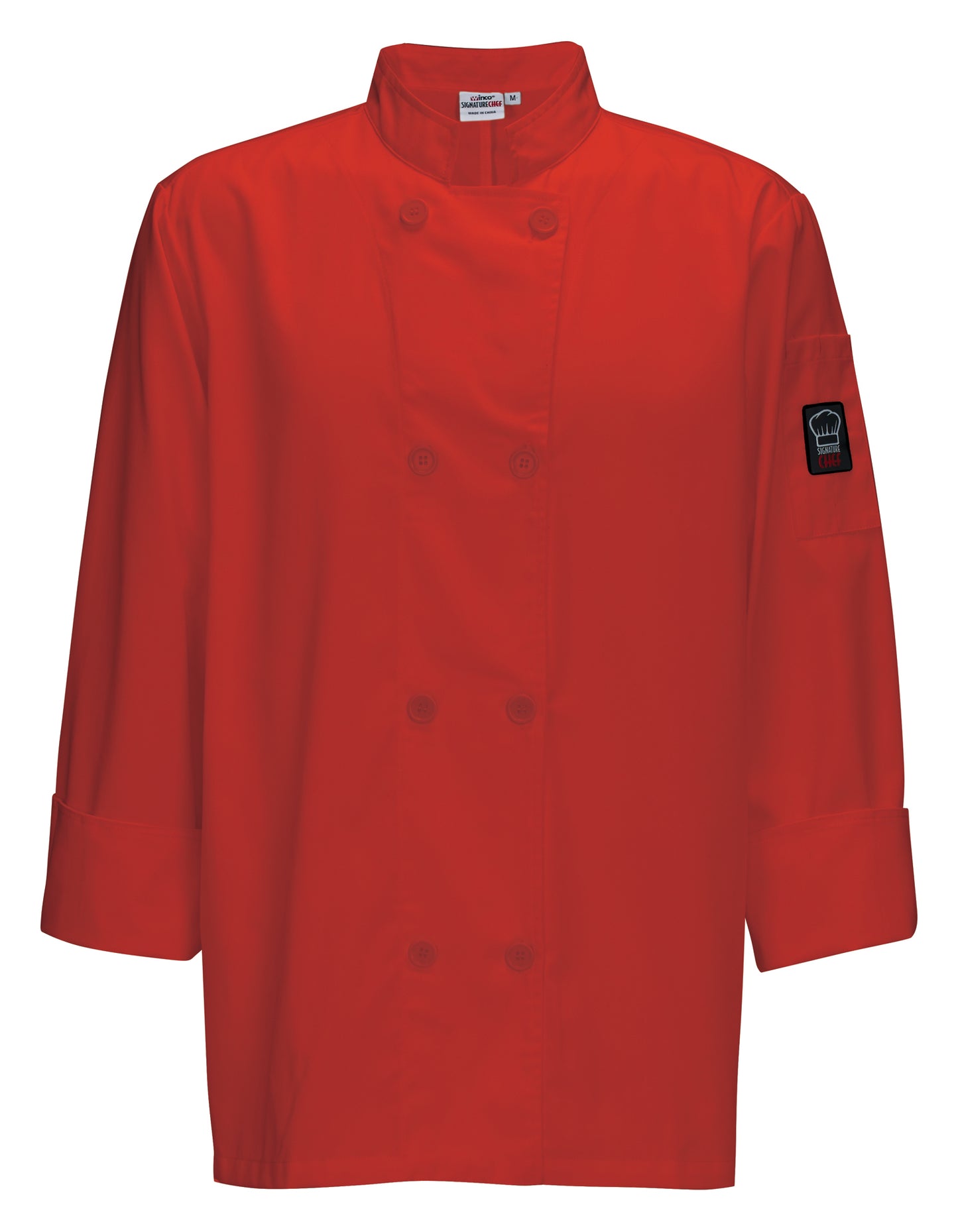 Winco UNF-6RL Large Red Tapered Chef Men's Jacket