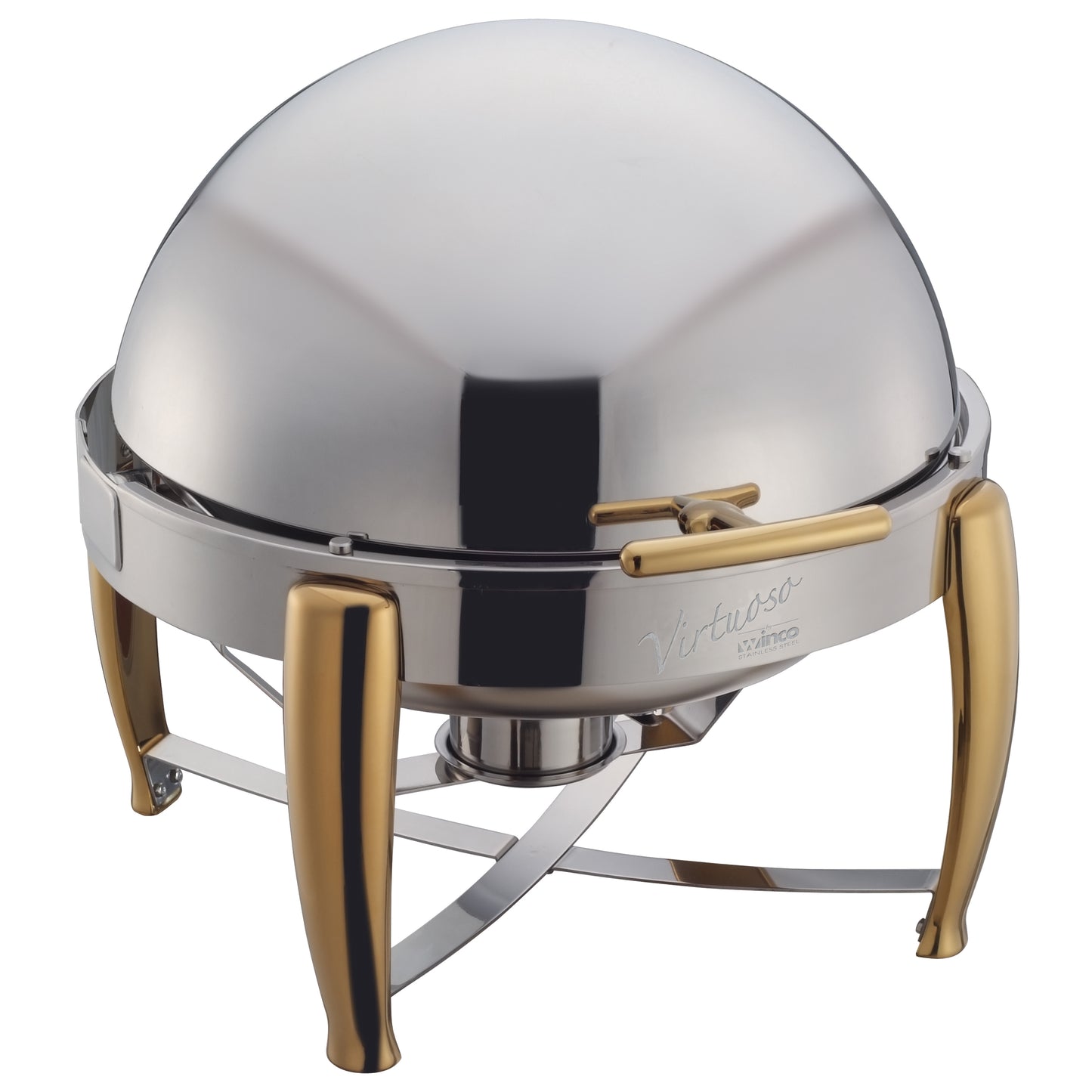 Winco 103A 6 Qt. Gold Accent Stainless Steel Virtuoso Roll-Top Chafer