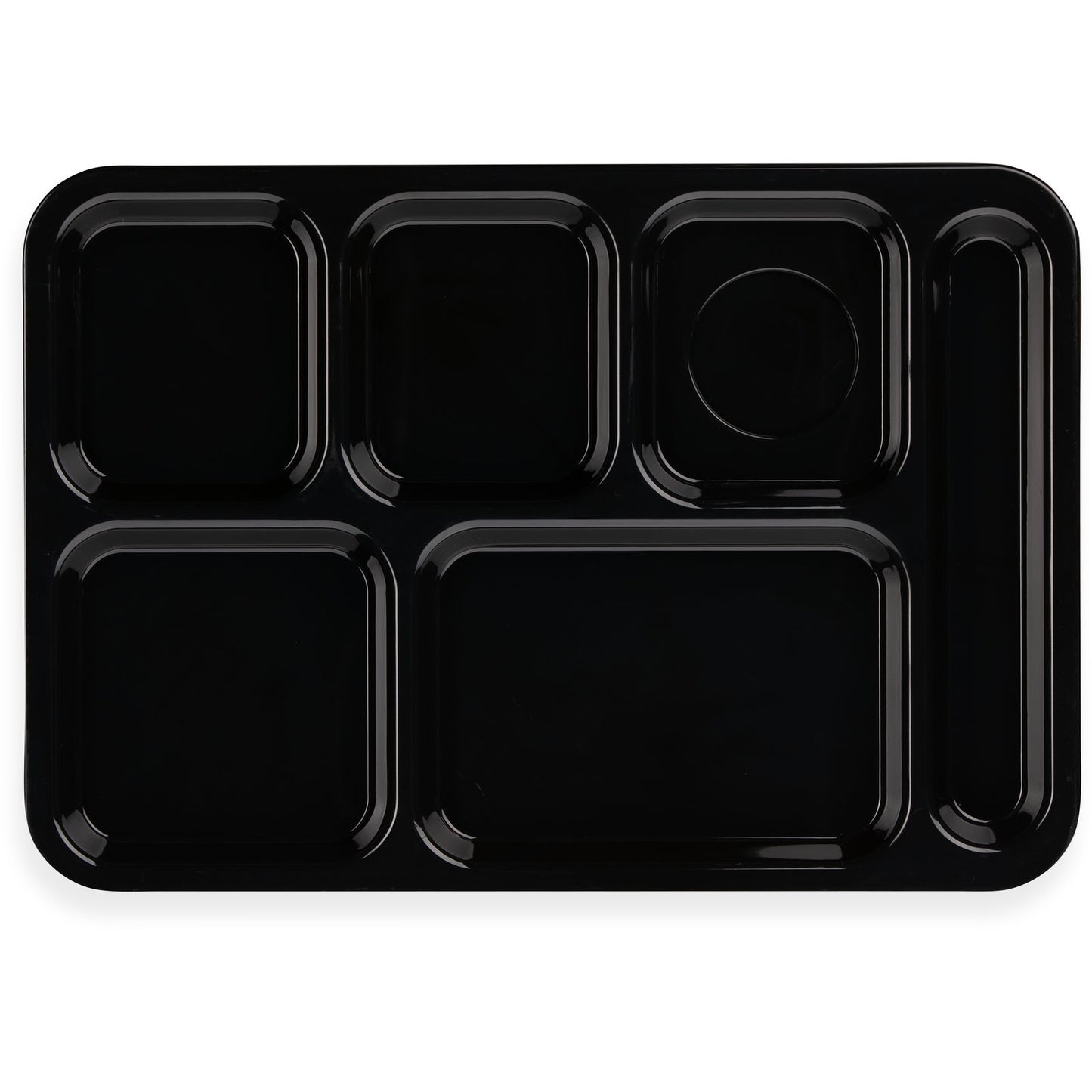 Carlisle 614R03 10" x 14" Black 6-Compartment ABS Right-Hand Tray
