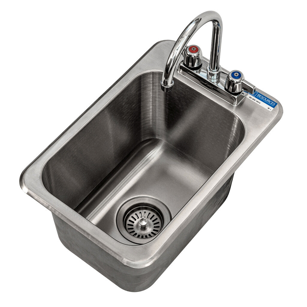 BK Resources BK-DIS-1014-10-P-G One Compartment Stainless Steel Drop-In Sink 14L x 10Wx 10D Bowls w/ Faucet