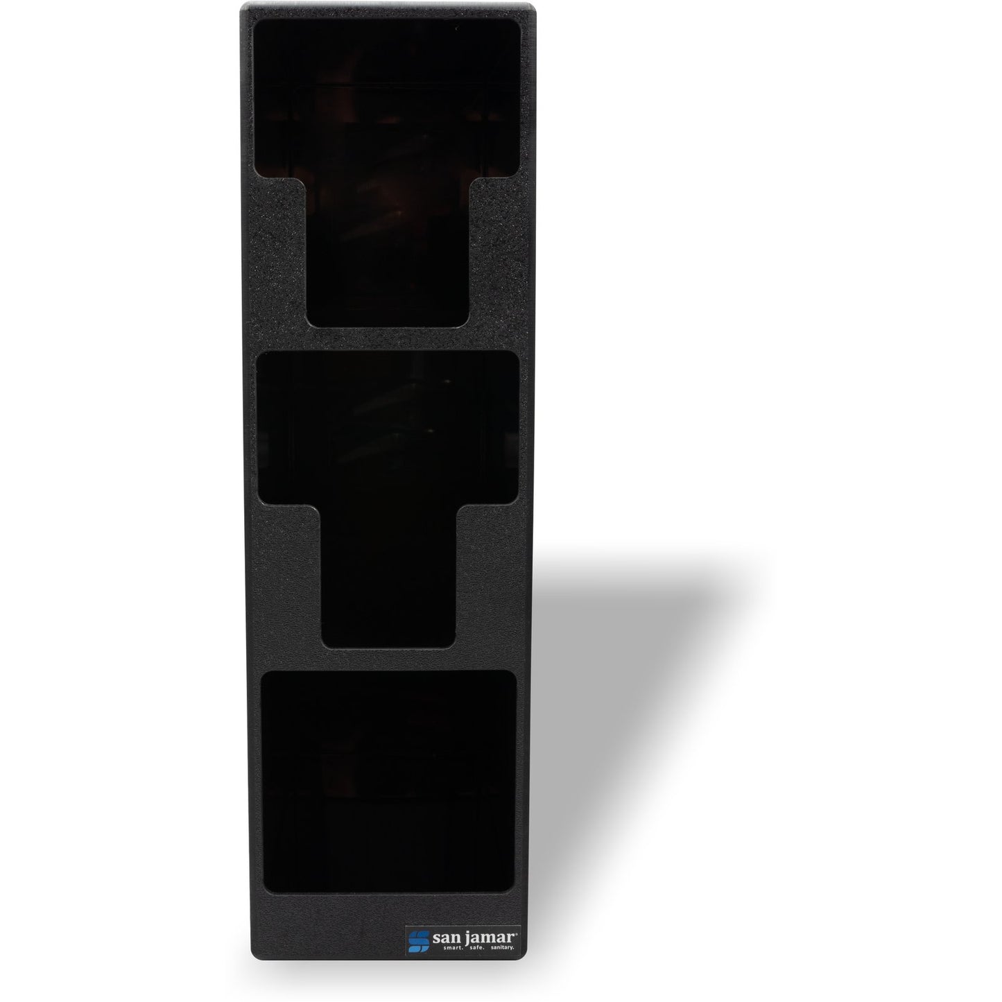 San Jamar L2202 20.25" x 7.25" x 15.25" Black 3-Slot Lid and Straw Tower