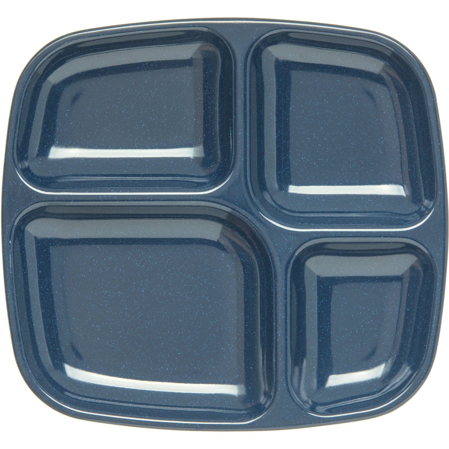 Carlisle 4398635 10.5" x 9.5" Café Blue 4-Compartment Melamine Essential Tray