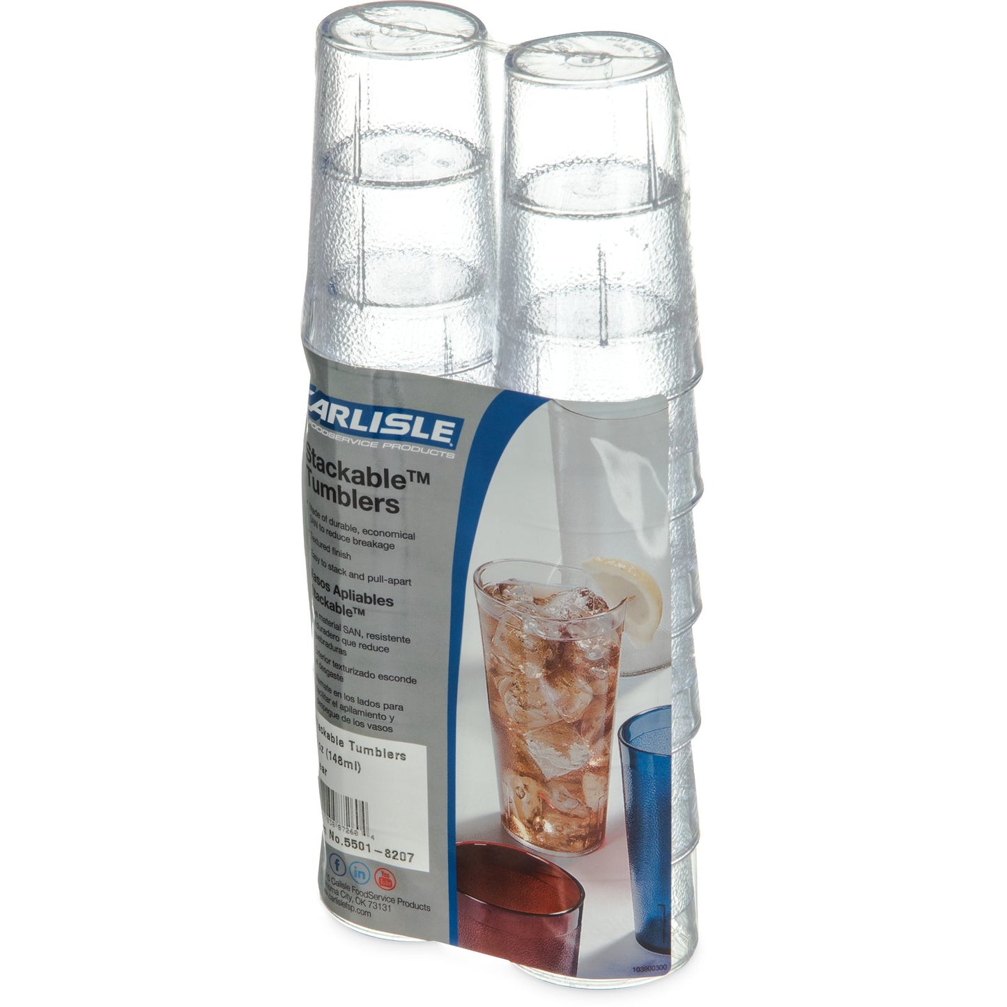 Carlisle 5501-8207 5 oz Clear SAN Stackable Tumbler (12/pk)