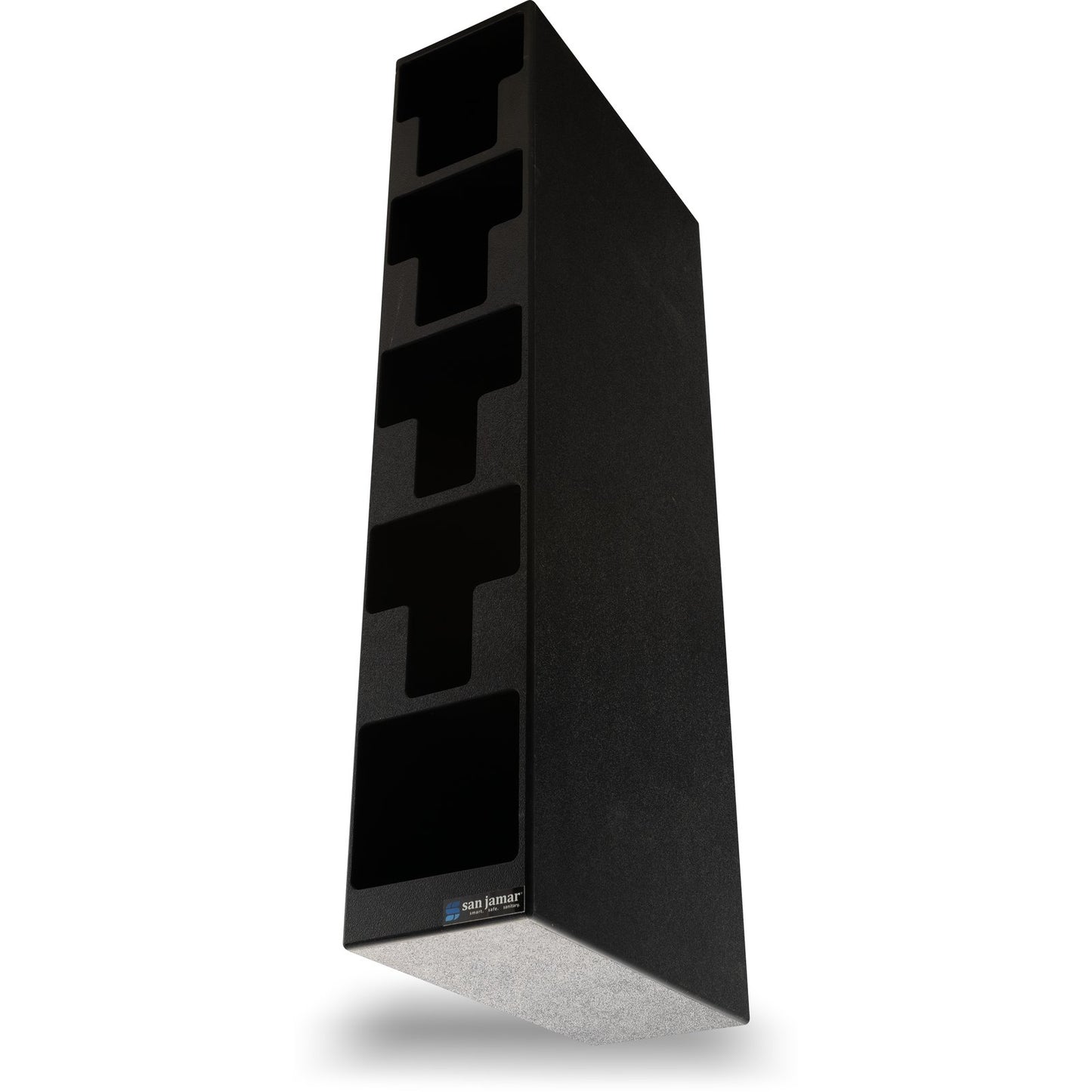 San Jamar L2204 32.5" x 7.25" x 15" Black 5-Slot Lid and Straw Tower