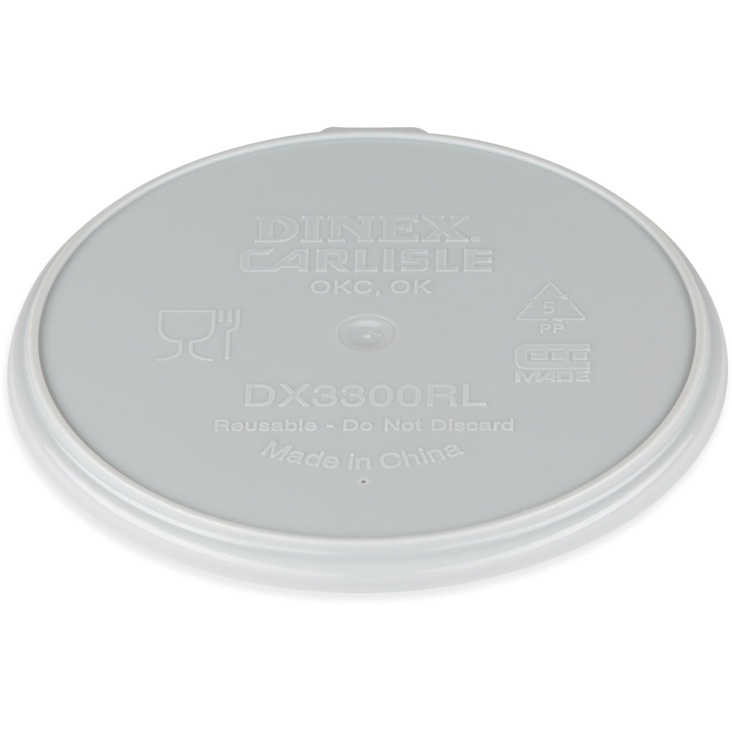 Carlisle DX3300RL 5.25" Dark Gray Polypropylene Turnbury Reusable Lid for Turnbury Soup Bowl (250/cs)