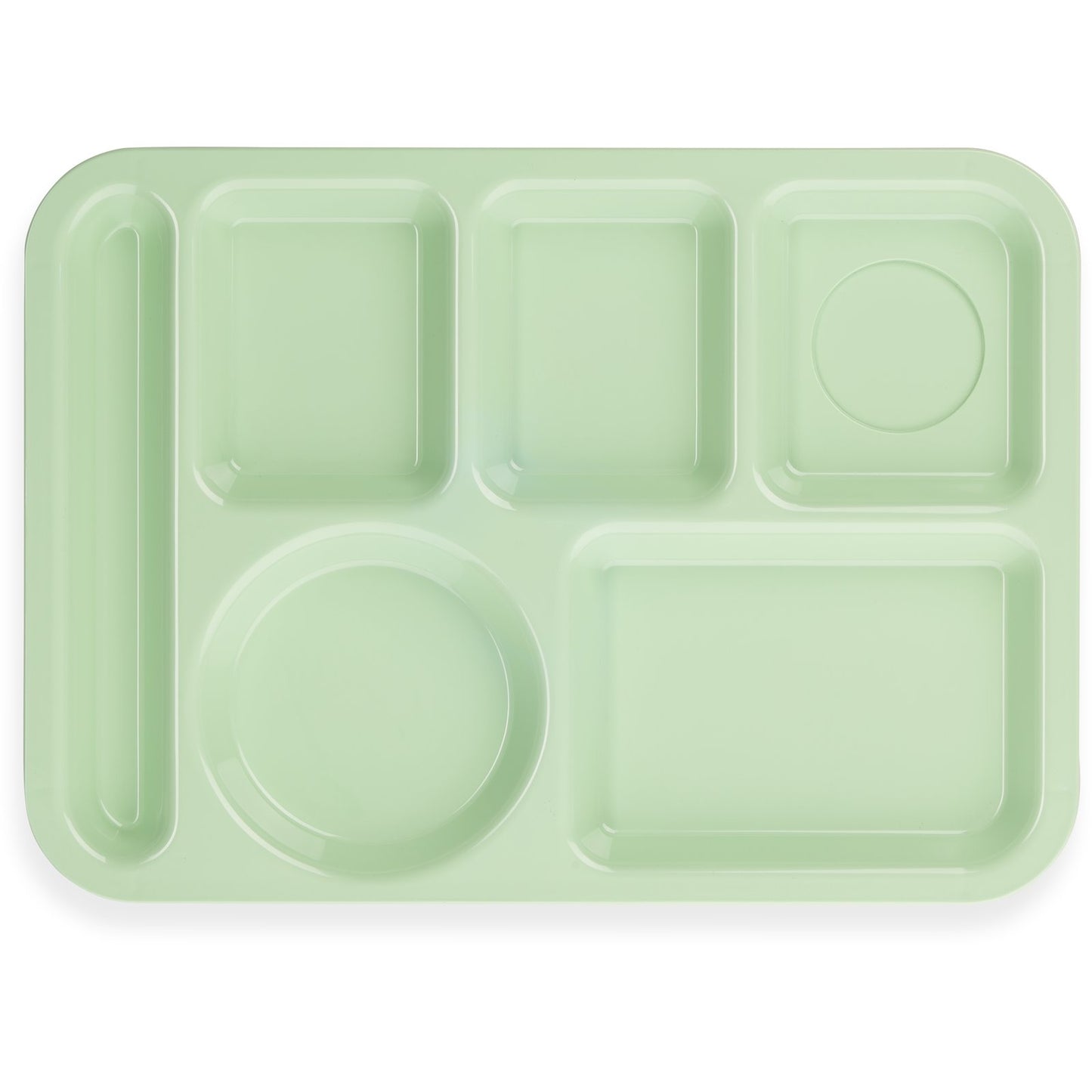 Carlisle 61409 10" x 14" Green 6-Compartment ABS Left-Hand Tray