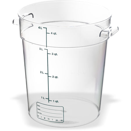 Carlisle 1076407 4 Qt Clear Round Polycarbonate StorPlus Food Storage Container