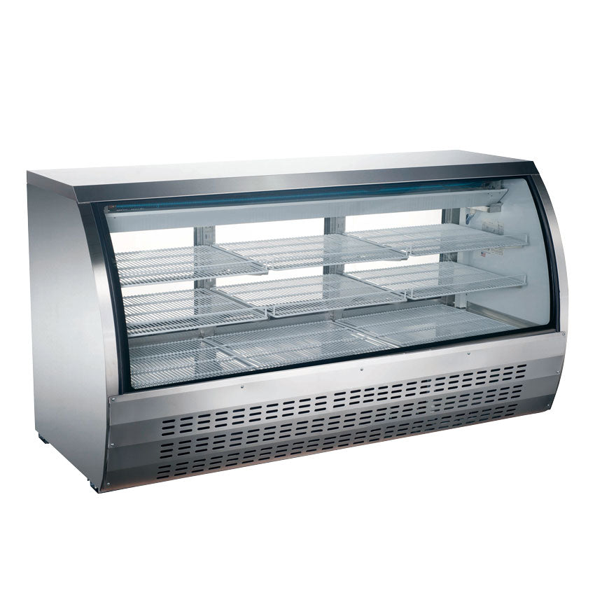 Omcan 50085 64-inch Floor Refrigerated Showcase with Stainless Steel Exterior
