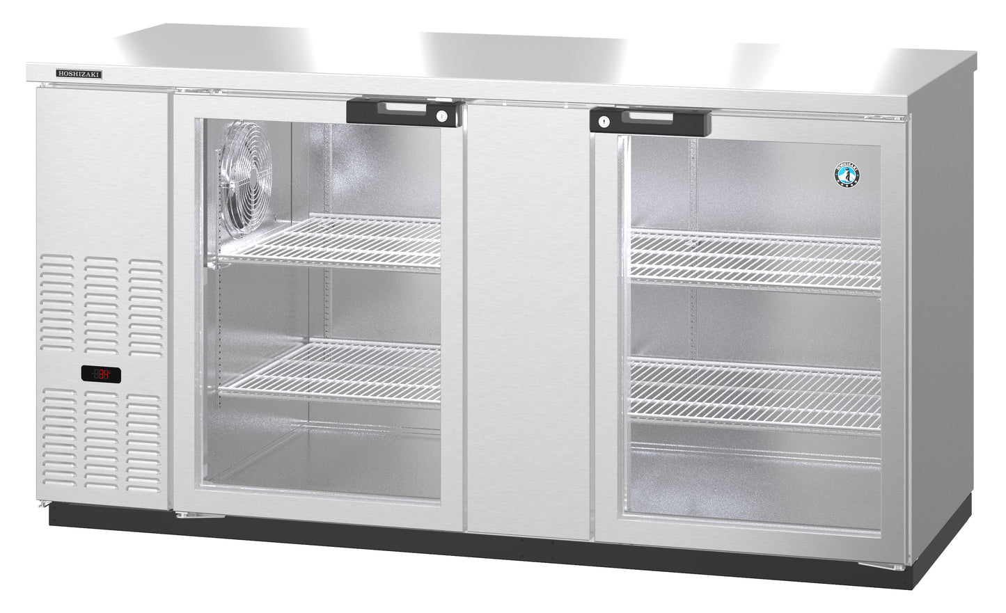 Hoshizaki BB69-G-S Two Section Stainless Steel Back Bar Back Bar, Glass Doors Refrigerator