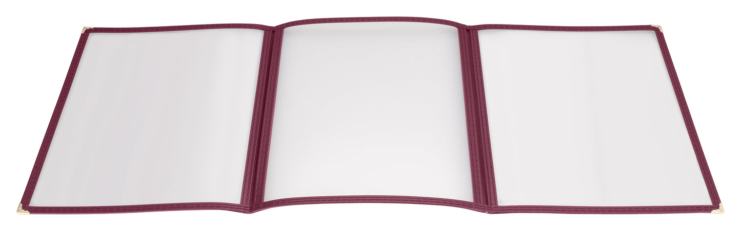 Winco PMCT-9U 9-1/2" x 12-1/8" Burgundy Triple Fold Menu Cover