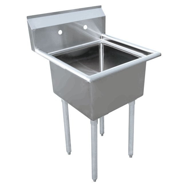 Omcan 43783 24" x 24" x 14" One Tub Sink with 3.5" Center Drain and No Drain Board