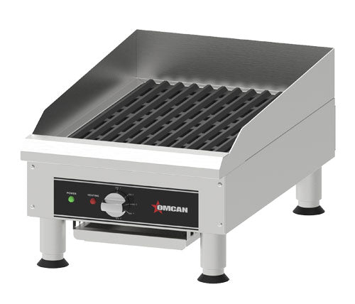Omcan 49885 14-inch Electric Charbroiler with Grill and Griddle Plate Attachments - 3.6 KW, 240 V