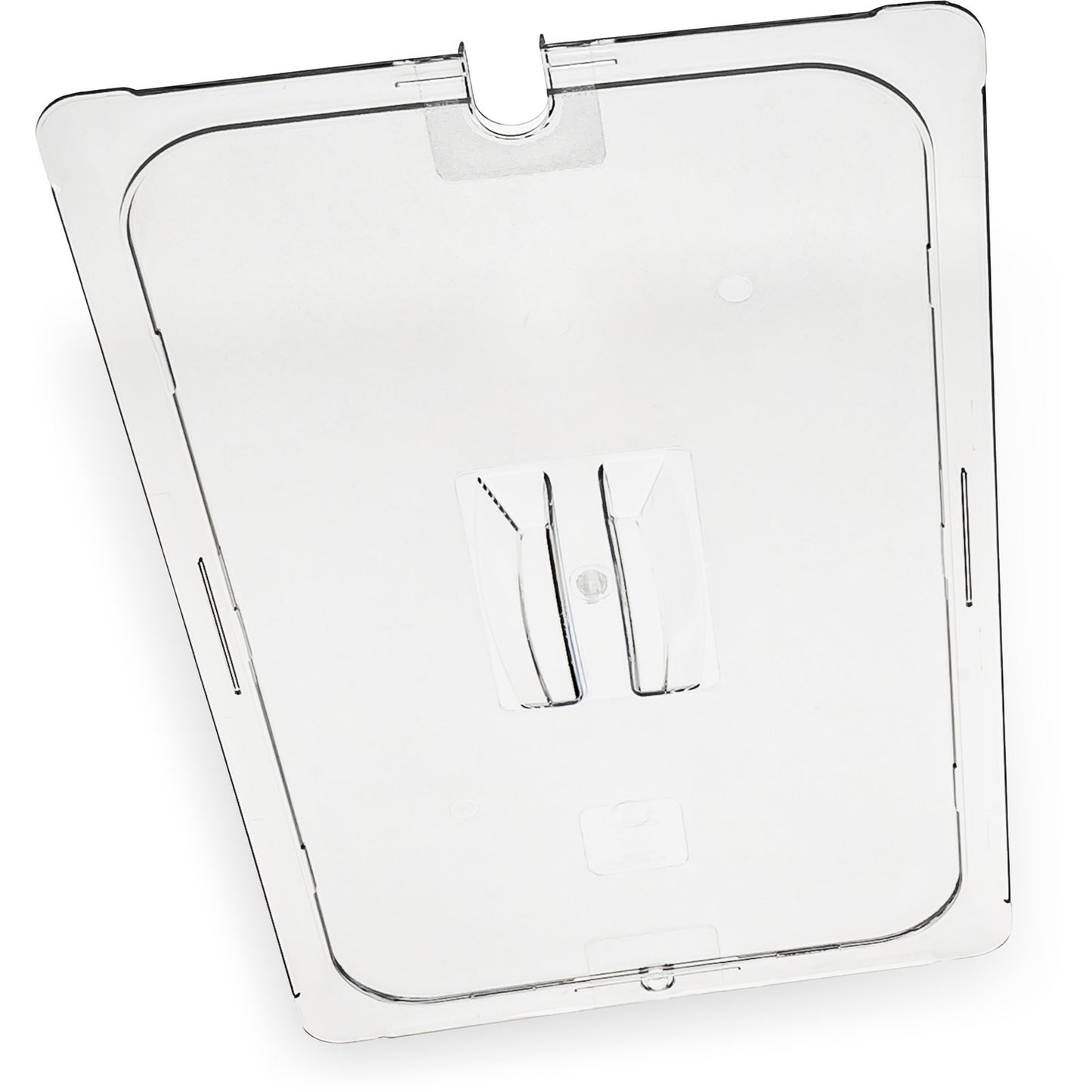 Carlisle 10211U07 Full-Size Clear Polycarbonate StorPlus Notched Handled Universal Lid