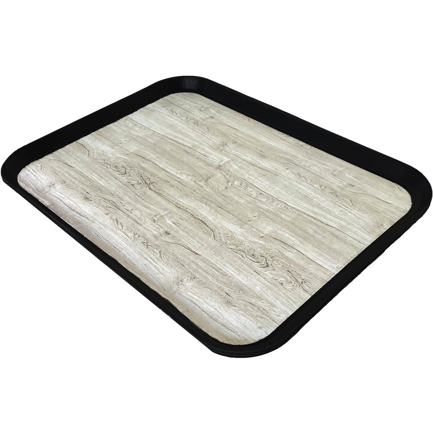 Carlisle DXSMC1418NSW03 14" x 18" Black Glasteel Woodgrain Non-Skid Tray