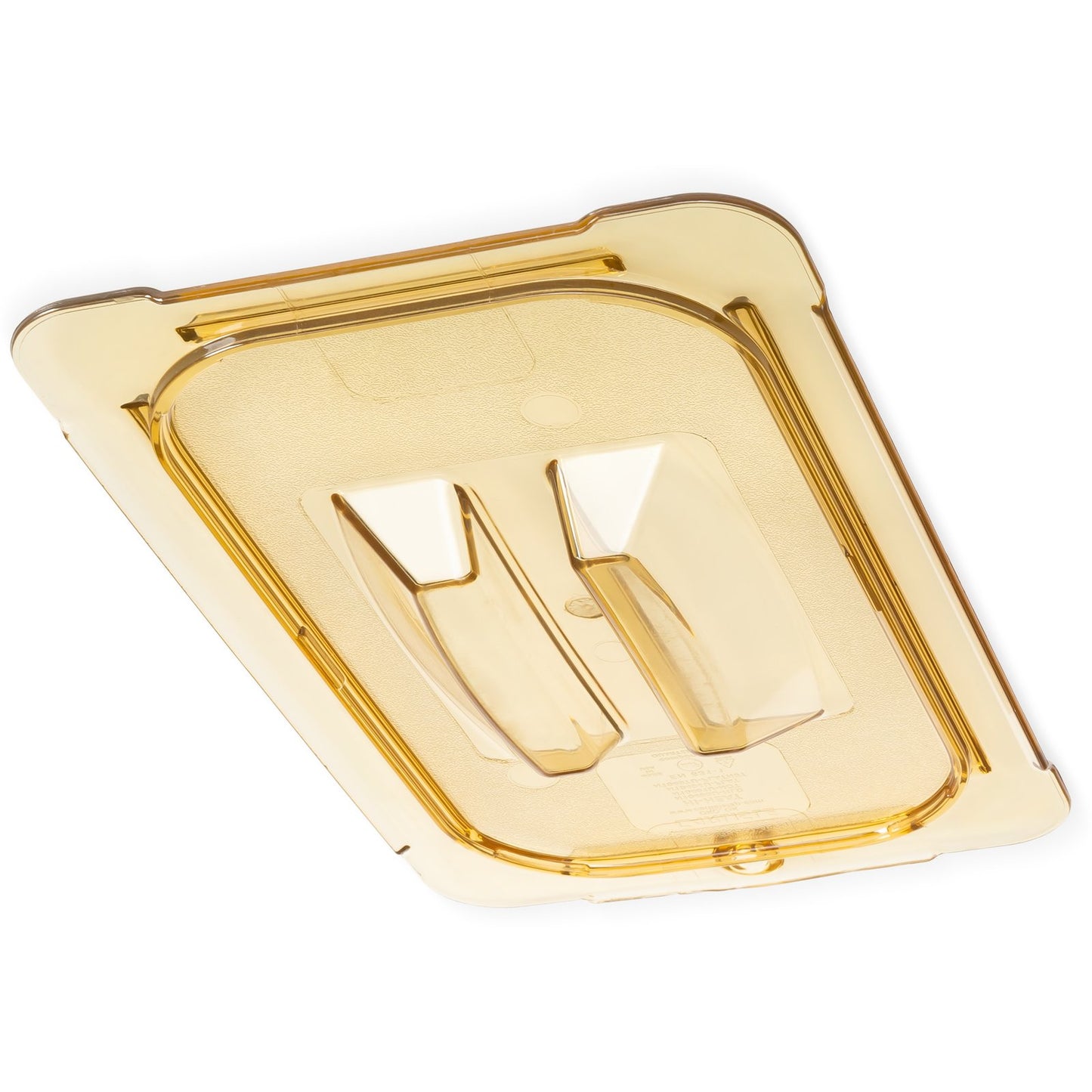 Carlisle 10490U13 1/4 Size Amber High Heat Plastic StorPlus Handled Universal Food Pan Lid