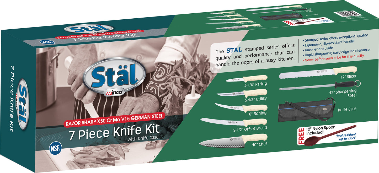 Winco KWP-KIT1 7-Piece Cutlery Set with Knife Bag