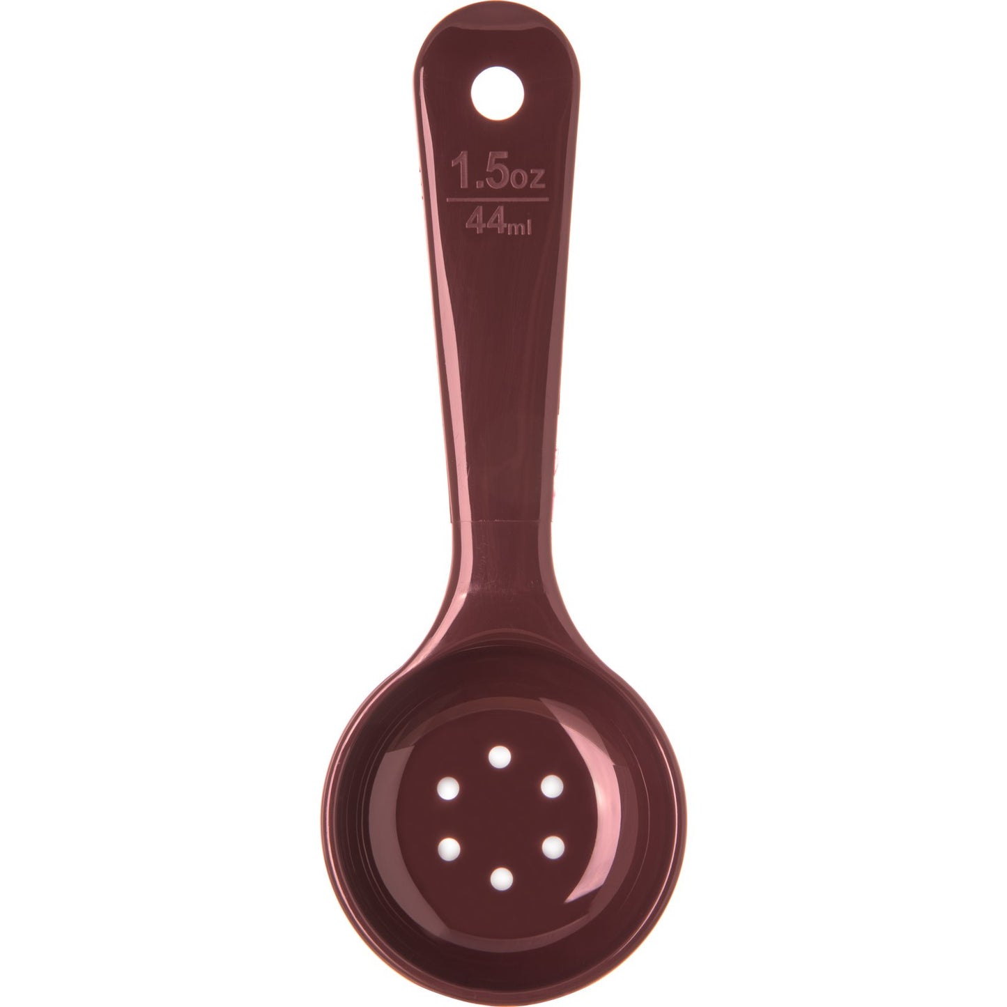 Carlisle 496101 1.5 oz Reddish Brown Acetal Measure Miser Perforated Short Handle