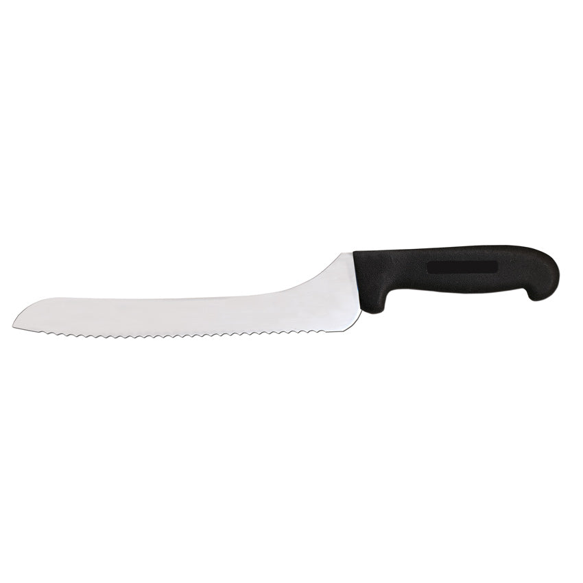 Omcan 12427 9-inch Slicer Off-Set Wave Edge Blade Knife with Black Polypropylene Handle