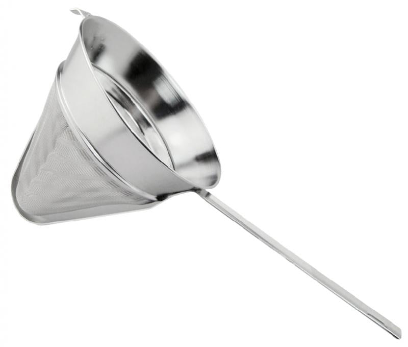 Omcan 80122 10-inch Stainless Steel Reinforced 40 Mesh Bouillon Strainer with Flat Handle