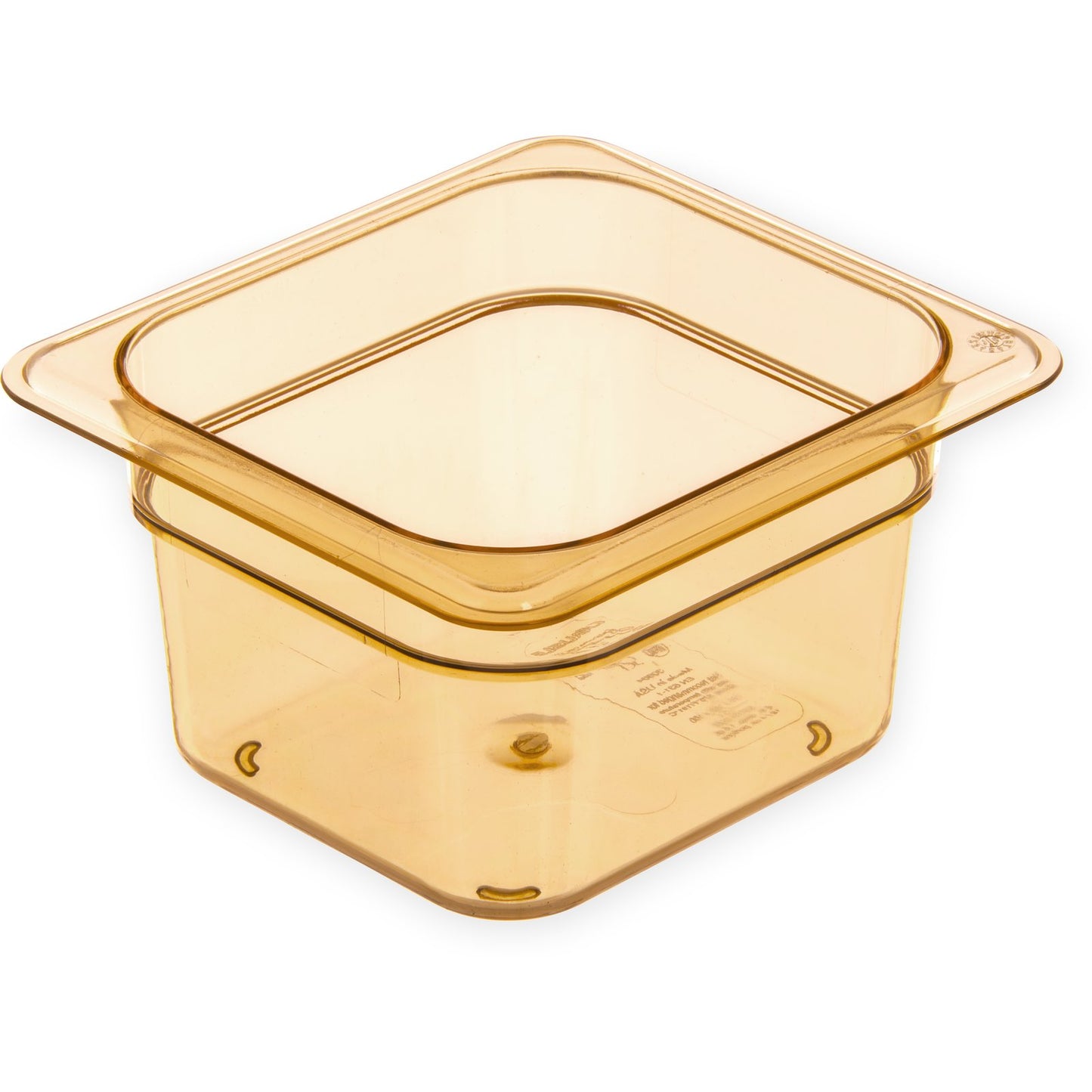 Carlisle 3088413 1/6 Size Amber High Heat Plastic StorPlus Food Pan, 4" Deep