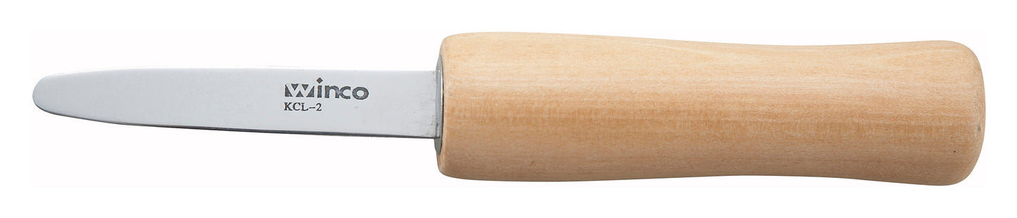 Winco KCL-2 2-7/8" Oyster/Clam Knife, Wooden Handle