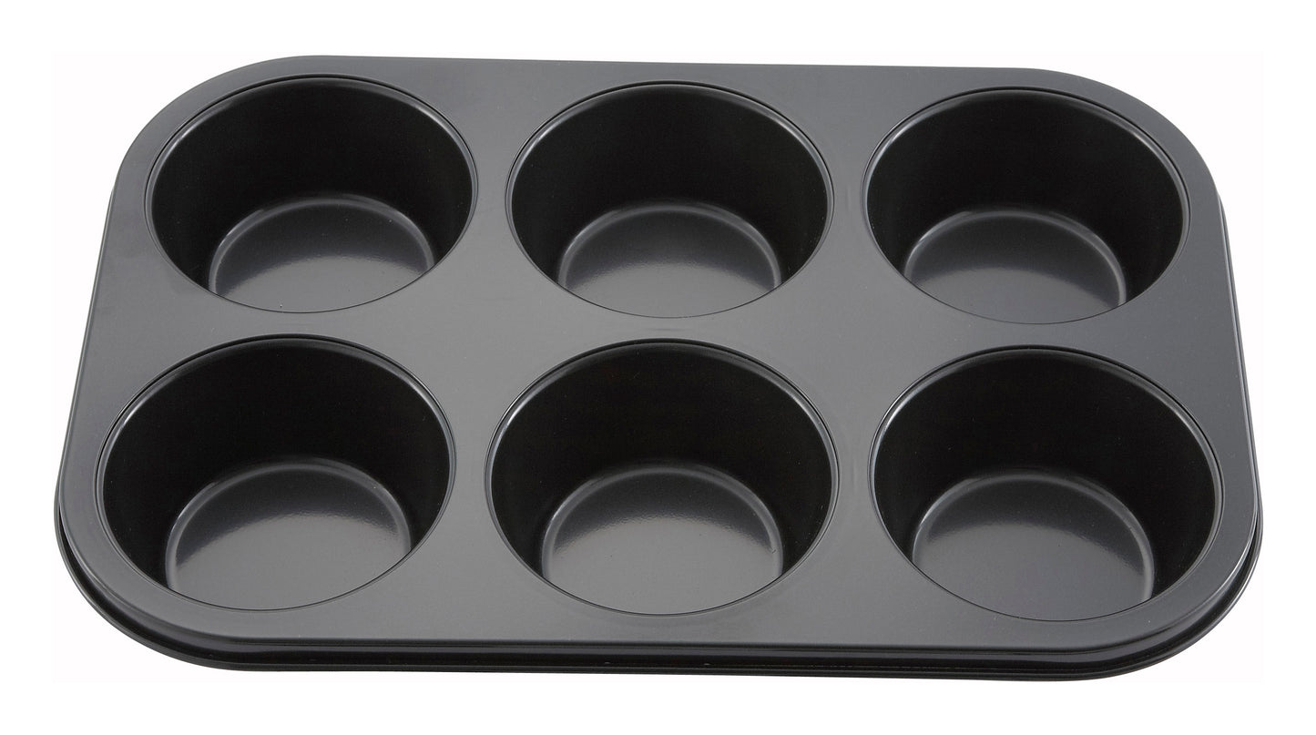 Winco AMF-6NS 7 oz. Carbon Steel 6 Cup Jumbo Muffin Pan, Non-stick