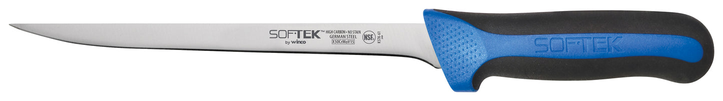 Winco KSTK-82 8" SofTek Flex Fish Knife, Soft Grip Handle