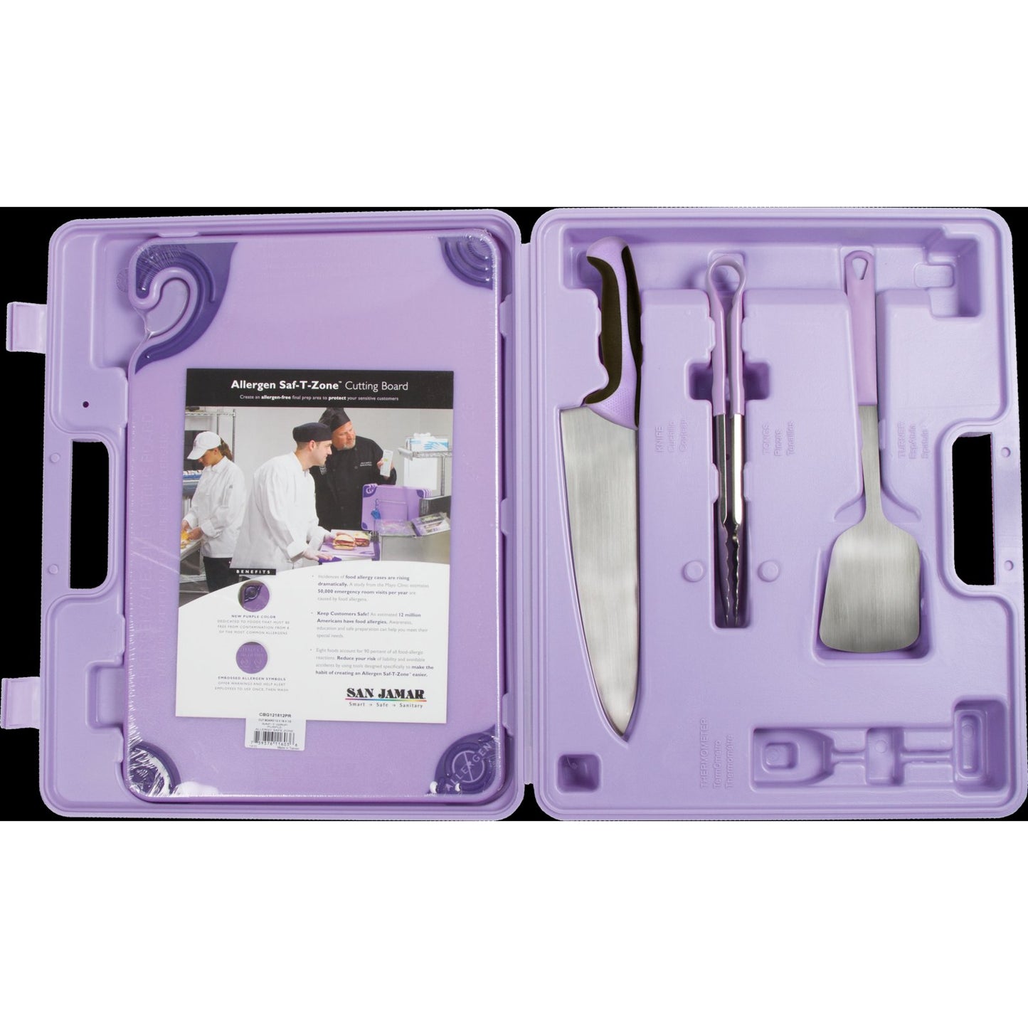 San Jamar ASZ121812SYS 18" x 12" x 1/2" Purple Allergen Saf-T-Zone Cutting Board Set