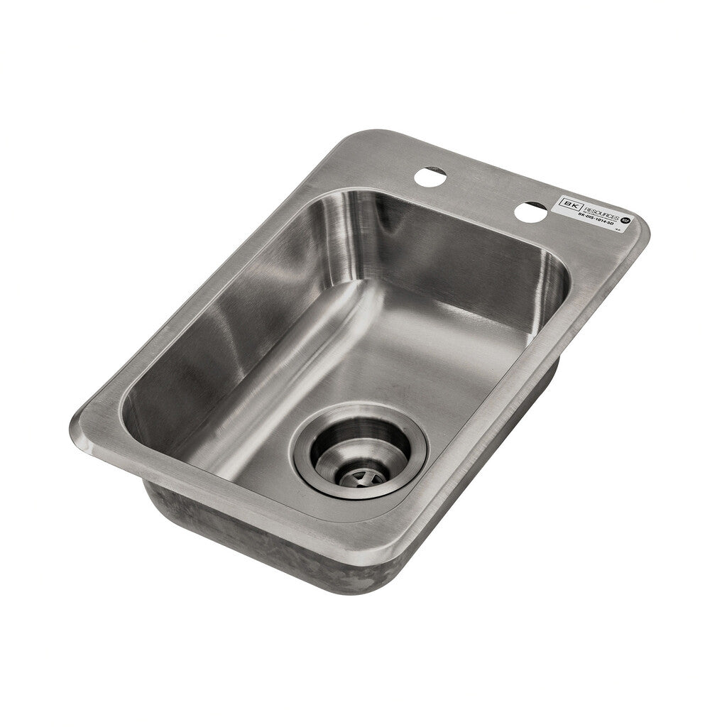 BK Resources BK-DIS-1014-5D One Compartment Stainless Steel Drop-In Sink 14L x 10W x 5D Bowls