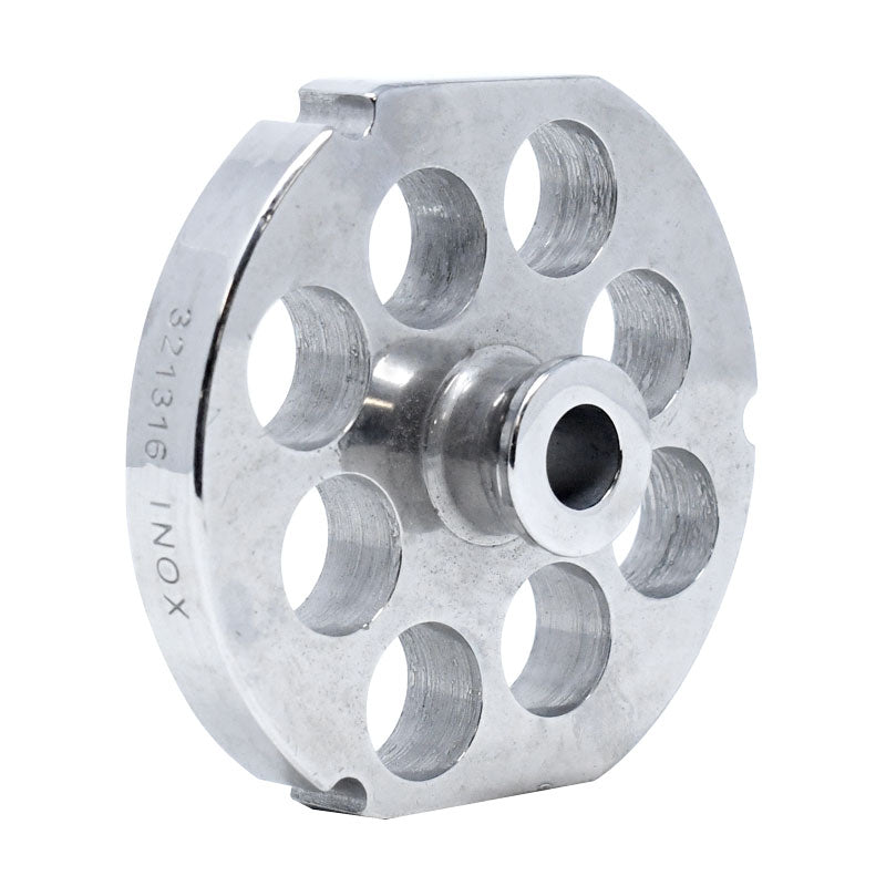 Omcan 24010 #32 Three Notches/Two Flat Sides Stainless Steel Machine Plate with Hub, 20mm (13/16")