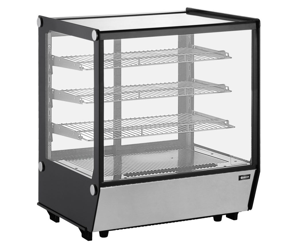 Omcan 47962 5 cu. ft. (145 Liters) 28" Square Glass Countertop Refrigerated Display