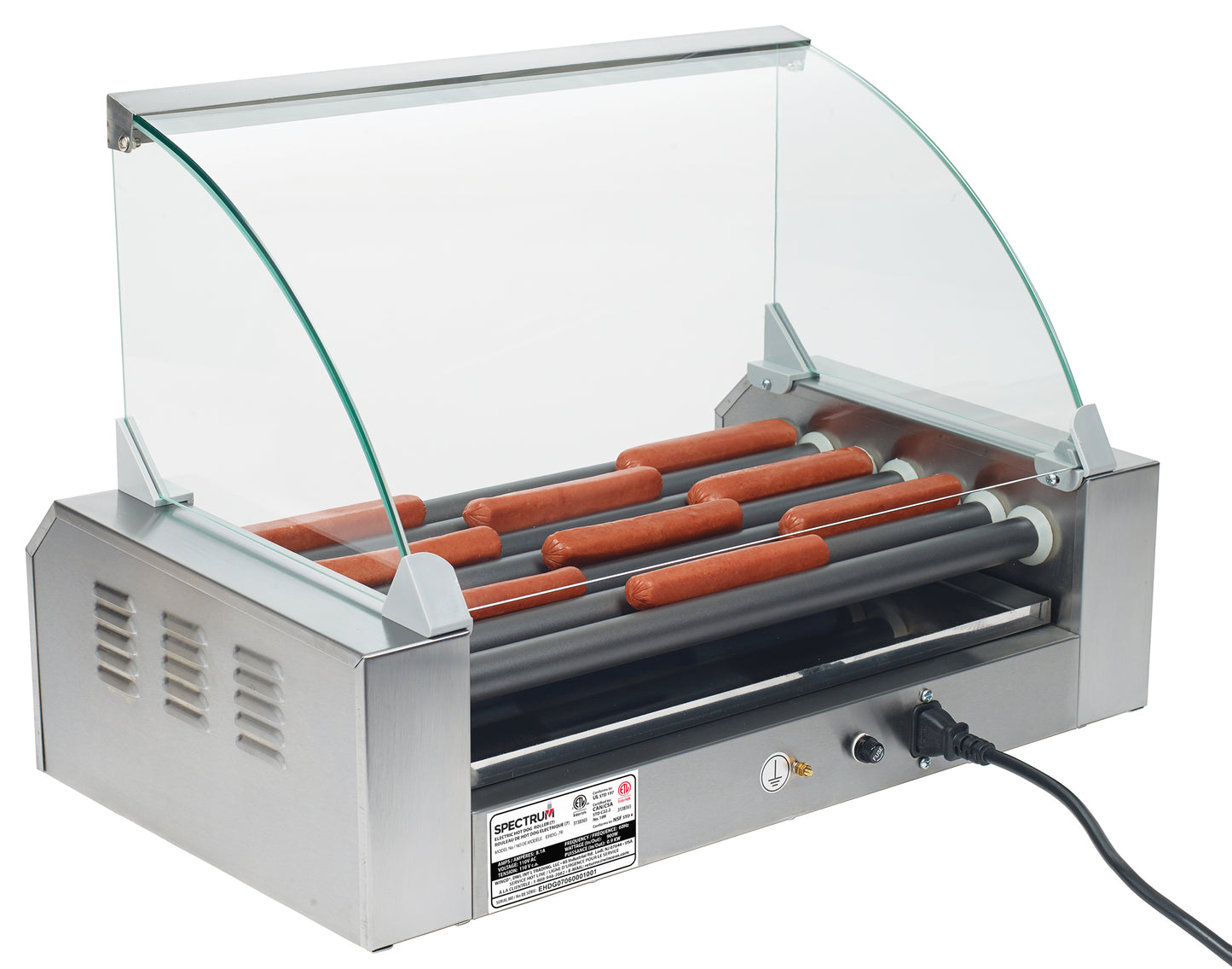 Winco EHDG-7SG Glass Spectrum Sneeze Guard to fit EHDG-7R Hot Dog Roller