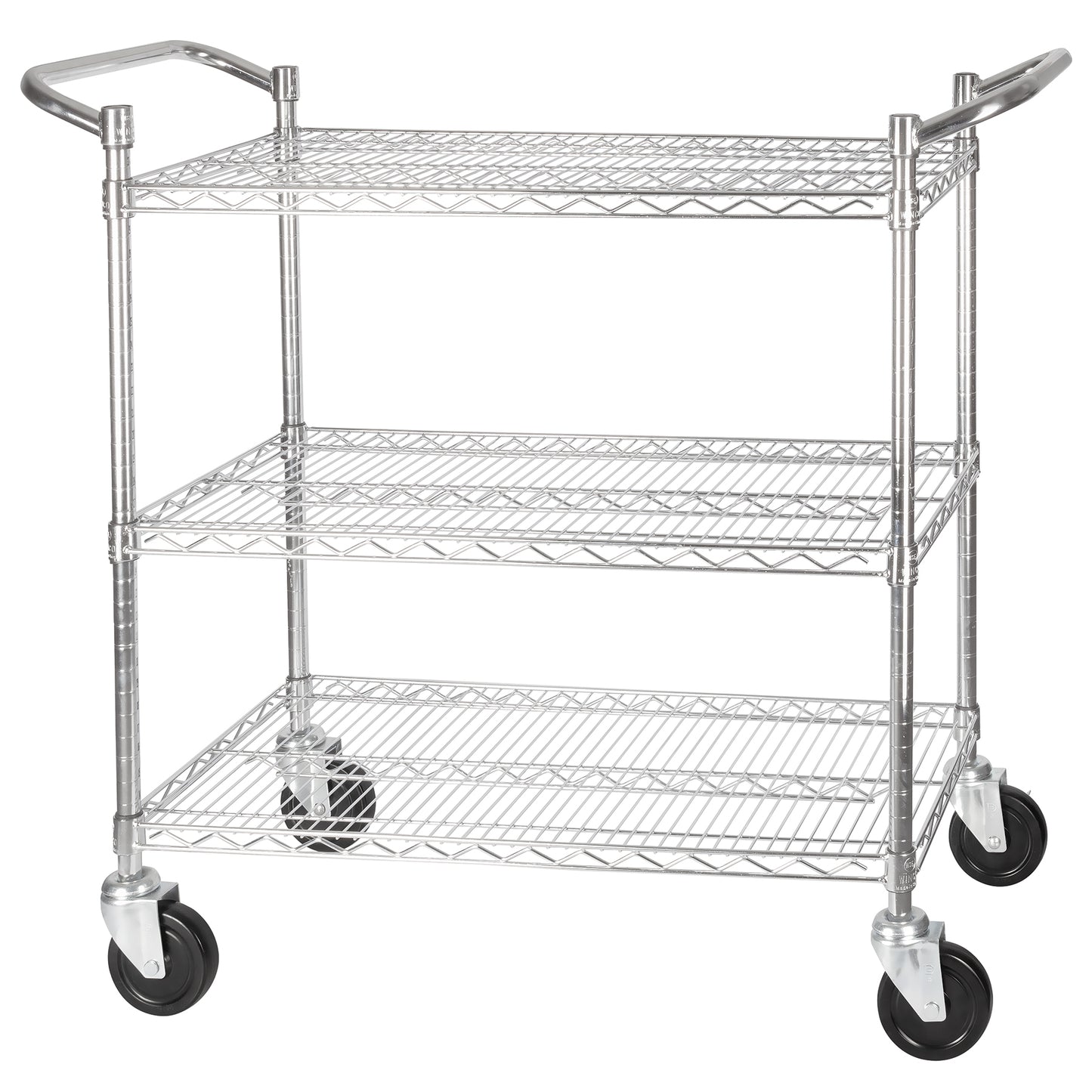 Winco VCCD-2448B 3-Tier Double Handle Wire Shelving Cart, 24"x48"