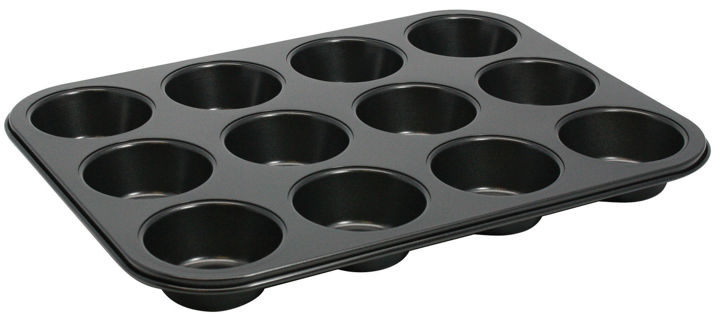 Winco AMF-12NS 3 oz. Carbon Steel 12 Cup Muffin Pan, Non-stick