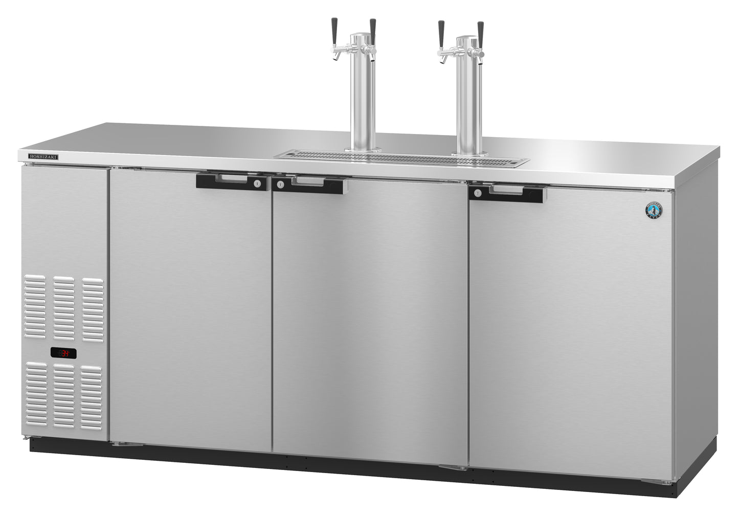 Hoshizaki DD80-S Three Section Stainless Steel Back Bar Direct Draw, Solid Doors Refrigerator