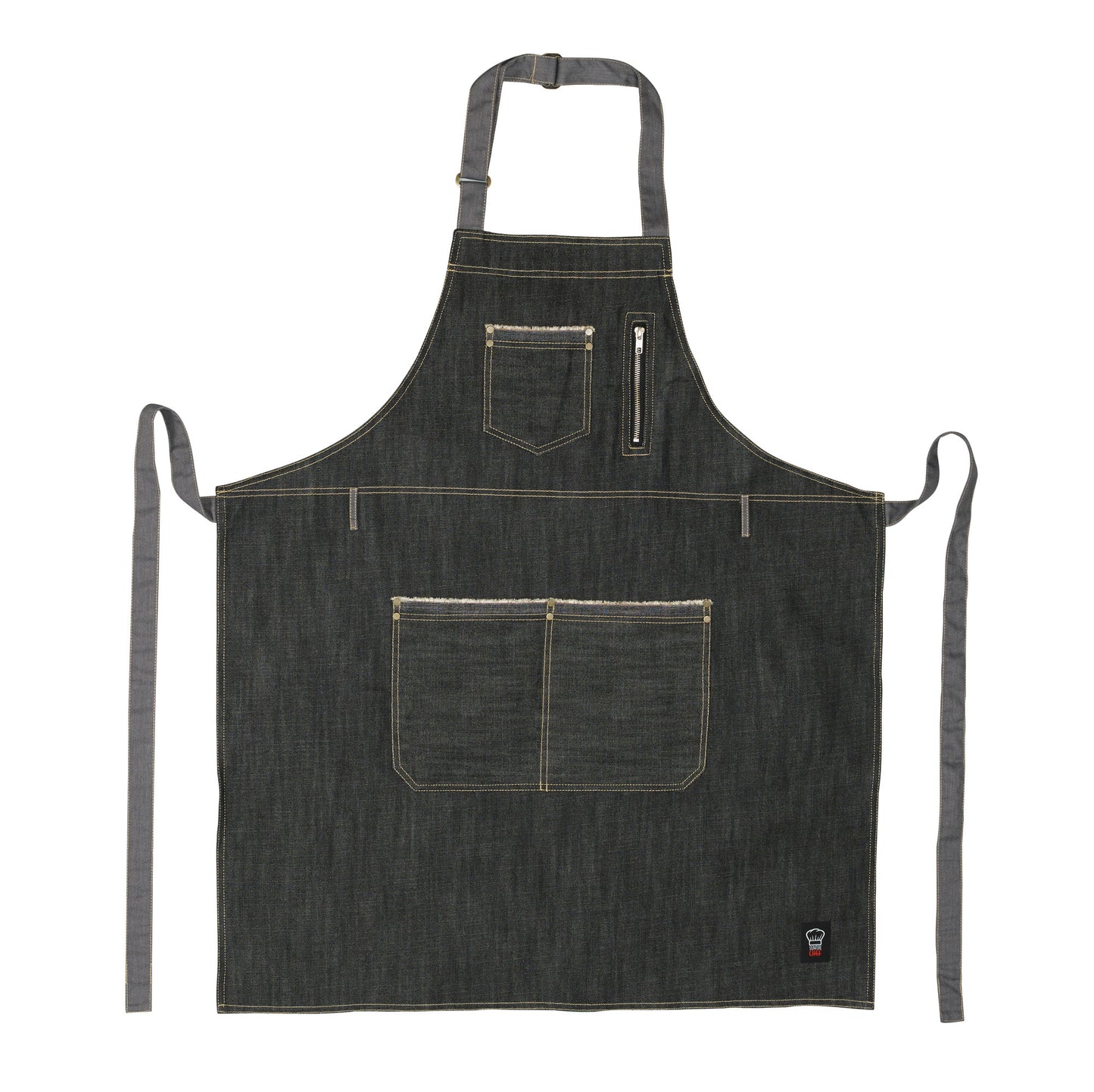 Winco BADN-3430 34.5" x 30.25" Denim Bib Apron