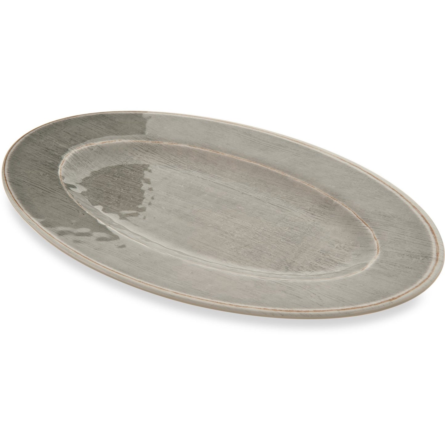 Carlisle 6402018 12" x 8" Smoke Oval Grove Melamine Plate
